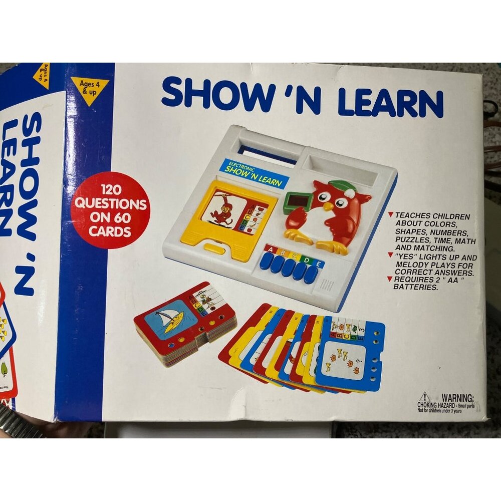 Show 'N Learn Vintage Educational Toy  120 Questions on 60 Cards